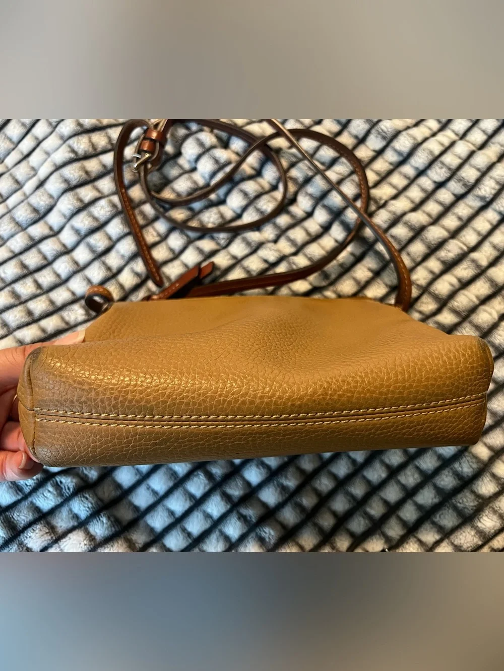 Dooney & Bourke Tan Pebble Leather Crossbody with Brown Trim